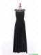 Cheap New Style Bateau Lace Long Prom Dresses in Black for 2016