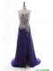 Cheap Sweetheart Beading Brush Train Prom Dresses in Purple