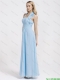 Gorgeous Halter Top Ruffles and Belt Baby Blue Prom Dresses for 2016