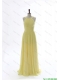 Perfect Simple 2016 Scoop Chiffon Yellow Prom Dresses with Sweep Brain
