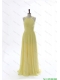 Perfect Simple 2016 Scoop Chiffon Yellow Prom Dresses with Sweep Brain