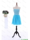 Pretty 2016 Summer Short Strapless Prom Dresses with Beading in Baby Blue