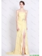 Beautiful Strapless Beaded and High Slit Prom Dresses in Yellow  Beautiful Strapless Beaded and High Slit Prom Dresses in Yellow