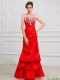 Luxurious Column Strapless Appliques Prom Dresses in Red