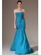 Luxurious Column Sweetheart Prom Dresses with Brush Train