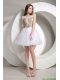 Popular A Line Beaded Mini Length Prom Dresses in White