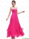 Popular Ankle Length Hot Pink Prom Dresses with Beading