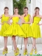 2016 Summer Simple One Shoulder Dama Dresses in Yellow Green