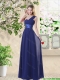 Cheap One Shoulder Floor Length Junior Dresses in Navy Blue