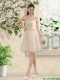 Comfortable Strapless Champagne Prom Dresses with Knee Length