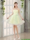 Custom Made A Line Strapless Tulle Prom Dresses with Belt