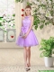 Feminine Halter Top Laced and Bowknot Dama Dresses in Lavender