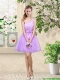 Popular A Line One Shoulder Laced Dama Dresses in Lavender