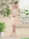 Pretty One Shoulder Champagne Junior Dresses with Appliques and Belt