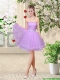 Simple A Line Strapless Lavender Prom Dresses with Belt