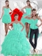 2015 Summer Pretty Ruffles and Beaded Quinceanera Dresses in Apple Green