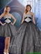 Discount Sweetheart Floor Length Sequined Detachable Quinceanera Dresses with Appliques