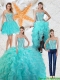 Gorgeous Aqua Blue Detachable Quinceanera Gowns with Beading and Ruffles