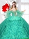 Popular Beaded Turquoise Quinceanera Gowns with Ruffles