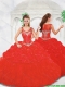 Beautiful Ball Gown Beading Red Quinceanera Gowns with Scoop