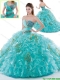 Beautiful Brush Train Quinceanera Gowns with Ruffles and Beading