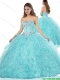 Exclusive Ruffles and Beading Quinceanera Dresses in Aqua Blue