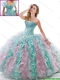 Fashionable Multi Color Quinceanera Gowns with Brush Train