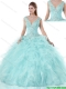 Popular Beading V Neck Quinceanera Gowns with Cap Sleeves