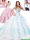 Popular Sweetheart Brush Train Sweet 16 Gowns in Multi Color
