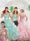 Unique 2016 Beading Apple Green Sweet 16 Dresses with Print