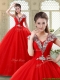 Exquisite Ball Gown Beading Sweet 16 Dresses with V Neck