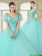 Exquisite V Neck Mint Sweet 16 Dresses with Appliques