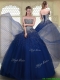 Gorgeous Ball Gown Strapless Quinceanera Gowns in Navy Blue