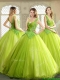 Luxurious Beading and Appliques Quinceanera Dresses in Yellow Green