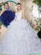 2016 Elegant Brush Train Straps Quinceanera Dresses with Beading and Ruffles