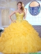 2016 Elegant Yellow Quinceanera Gowns with Beading and Ruffles