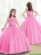 2015 Fall Perfect Rose Pink Straps Mini Quinceanera Dresses with Sequins