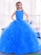 2016 Fashionable Blue Mini Quinceanera Gowns with Ruffles and Beading