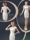 2016 Elegant Mini Length Cap Sleeves Prom Dresses with Appliques