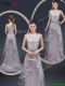 2016 Exquisite Brush Train Scoop Prom Dresses with Appliques