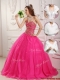 2016 Beautiful A Line Hot Pink Quinceanera Gowns with Beading