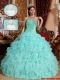 2016 Beautiful Apple Green Quinceanera Dresses with Beading and Ruffles