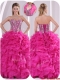 2016 Best Ruffles and Beading Quinceanera Gowns in Fuchsia