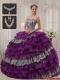 Best Purple Sweetheart Quinceanera Dresses with Beading