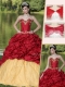 Classical Appliques and Pick Ups Quinceanera Gowns with Brush Train