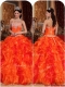 Elegant Orange Quinceanera Gowns with Appliques and Beading