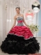 New Styles Red and Black Sweetheart Quinceanera Dresses in Zebra