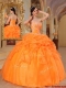 2016 Pretty Orange Red Ball Gown Sweetheart Quinceanera Dresses