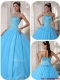 Exclusive Sky Blue Ball Gown Floor Length Quinceanera Dresses