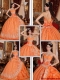 Latest Beading and Appliques Quinceanera Gowns in Orange Red